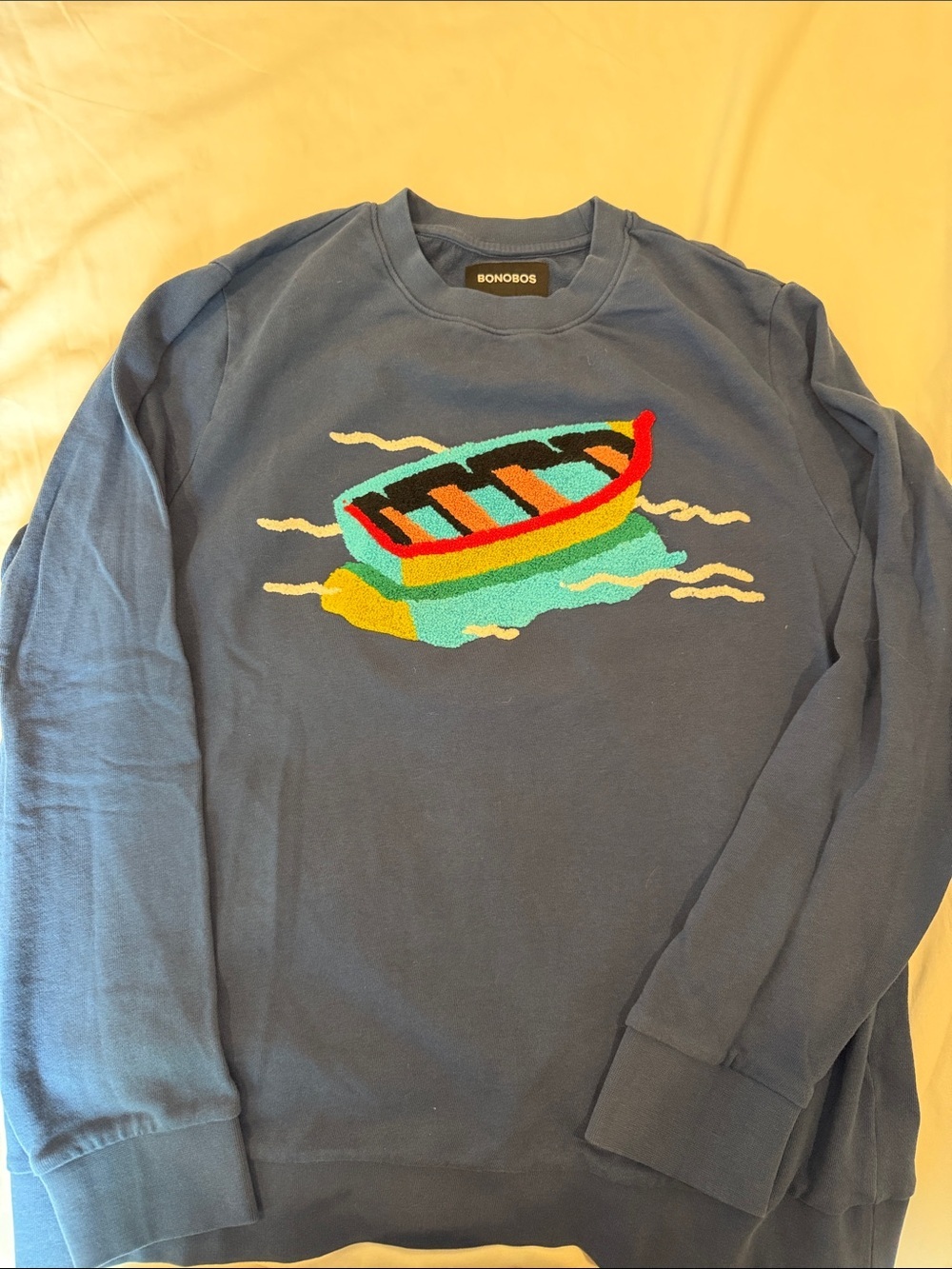 Bonobos Navy Sweatshirt with Multicolor Boat Graphic
